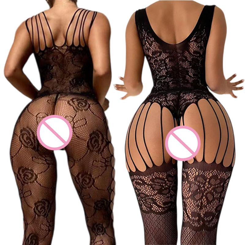 Bodystocking Fishnet - Schwarz Ouvert Weiche Stretch Body Strümpfe
