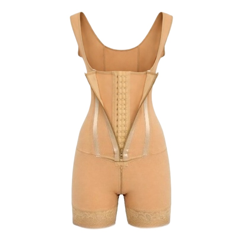 Shapewear Bodysuit Firm - Doppelte Bauchkontrolle Shapewear 3-Reihen-Haken-und-Reißverschluss-Bodyshaper 9-Bone Hochkompressions-Fajas