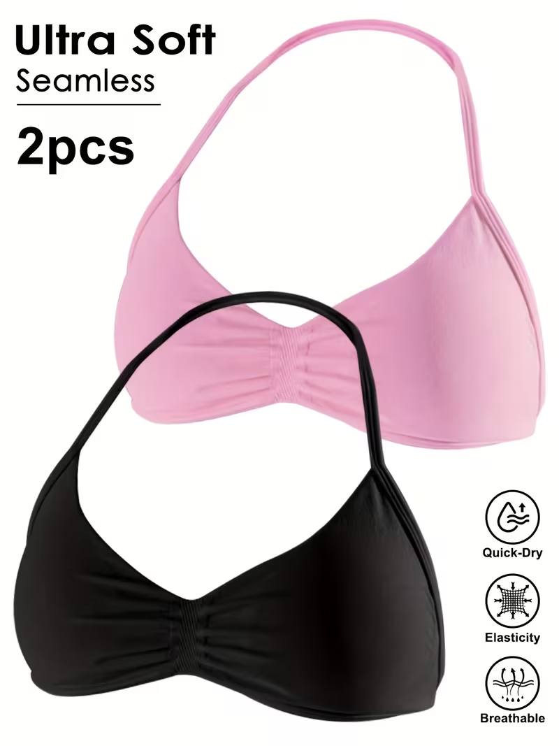 Sports Bra High Impact - 2 Stück Nahtlose Sexy Rückenfreie Gym