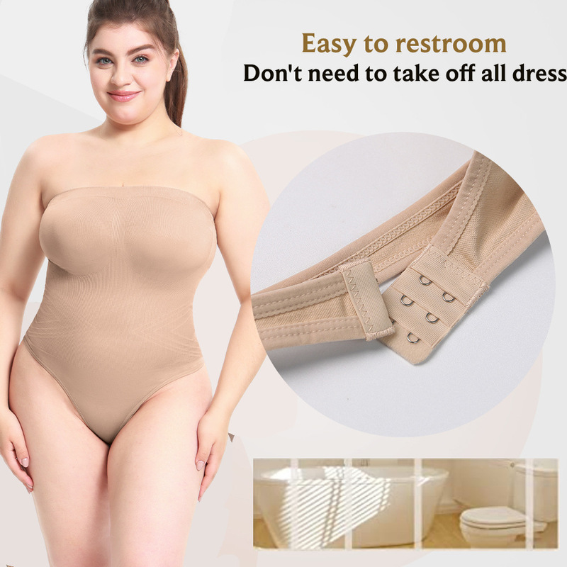 Shapewear Bodysuit Firm - Damen Kompressions-Shapewear-Body ohne Träger, Bauchkontrolle, Schlankheits-Unterwäsche