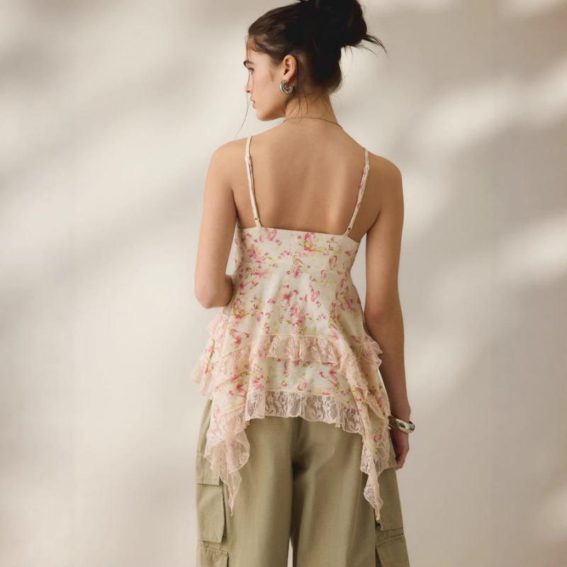 Vintage-Blumen-Chiffon-Cami-To – Cami Top Lace Bewertung und Preis
